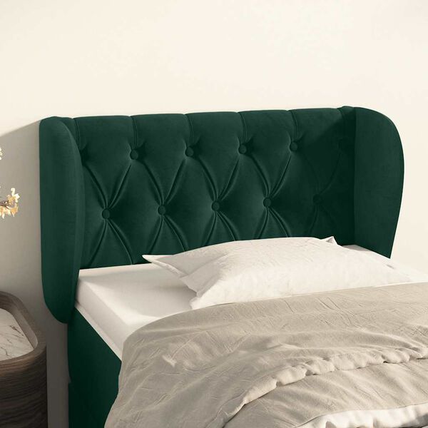 vidaXL T&ecirc;te de lit avec oreilles Vert fonc&eacute; 83x23x78/88 cm Velours