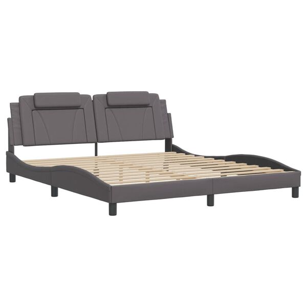 vidaXL Cadre de lit Viana avec LED sans matelas gris 180x200 cm