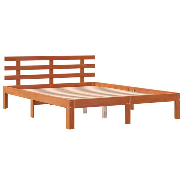 vidaXL Cadre de lit sans matelas cire marron 140x190cm bois pin massif