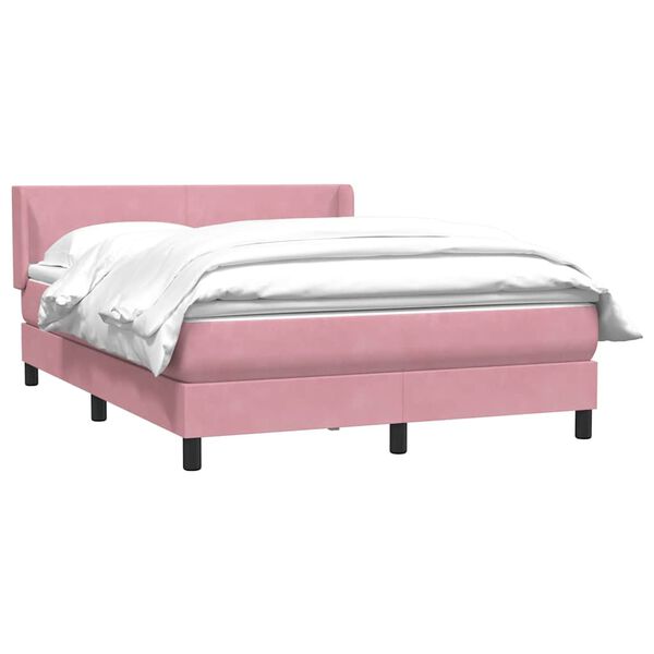 vidaXL Sommier &agrave; lattes de lit avec matelas rose 140x220 cm velours