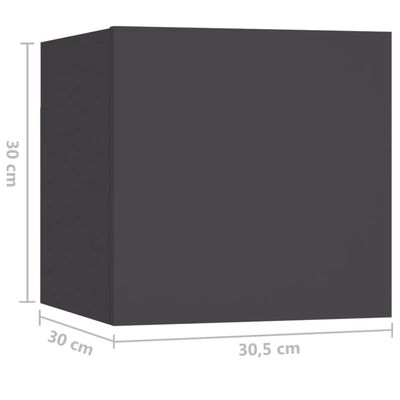 vidaXL Table de chevet Gris 30,5x30x30 cm Bois d'ingénierie