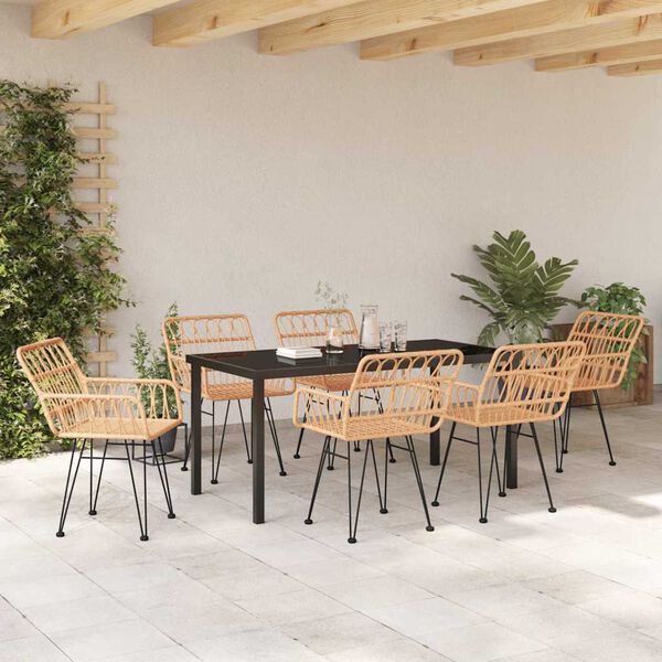 vidaXL Ensemble de salle &agrave; manger pour jardin 7 pcs Marron