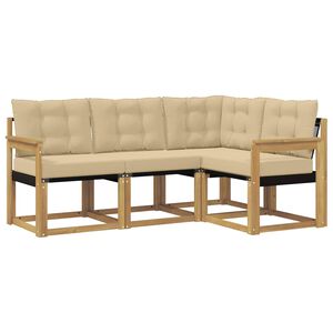 vidaXL Ensemble de canap&eacute;s d'ext&eacute;rieur 4 pcs Blanc et Beige