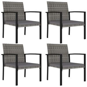 vidaXL Chaises &agrave; manger de jardin lot de 4 r&eacute;sine tress&eacute;e gris