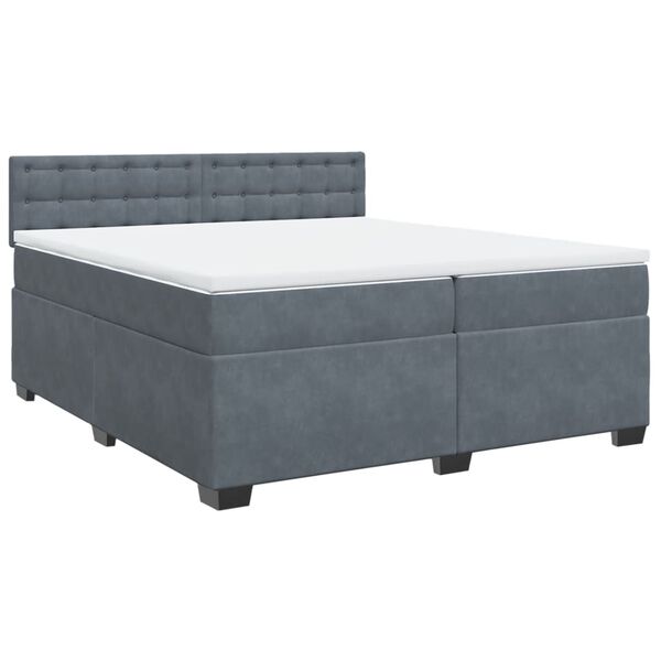 vidaXL Sommier &agrave; lattes de lit et matelas Gris fonc&eacute; 200x200cm Velours