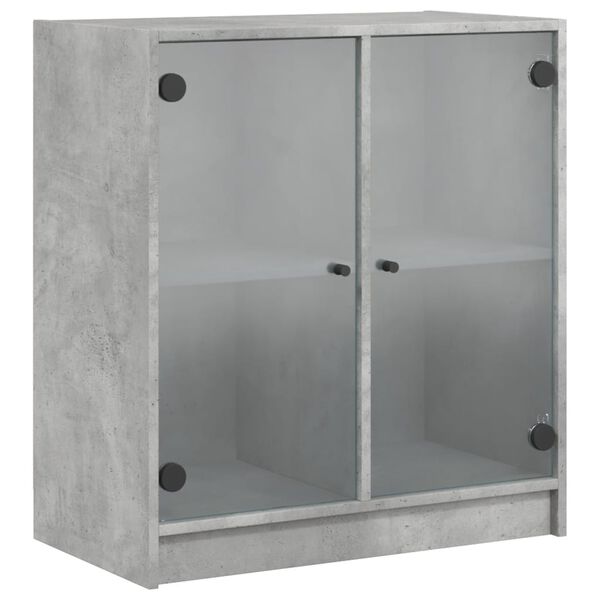 vidaXL Armoire lat&eacute;rale avec portes en verre gris b&eacute;ton 68x37x75,5 cm