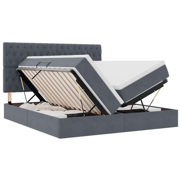 vidaXL Lit de Rangement avec matelas Gris fonc&eacute; 180 x 200 cm Velours