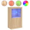 vidaXL Armoire lat&eacute;rale avec lumi&egrave;res LED ch&ecirc;ne sonoma
