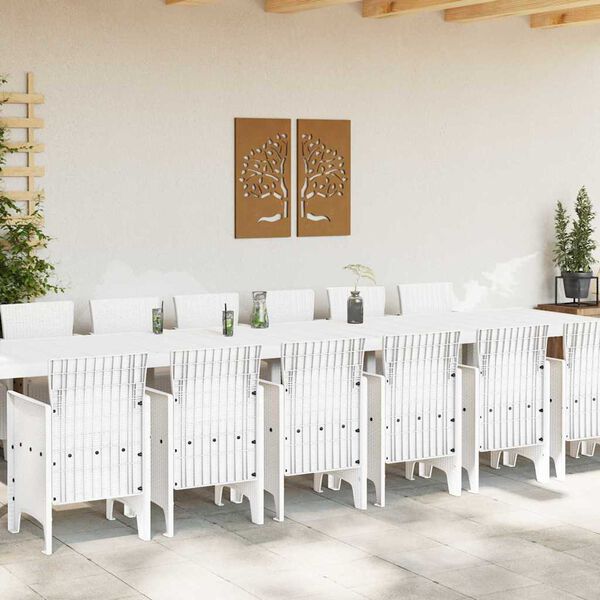 vidaXL Ensemble de salle &agrave; manger de jardin avec coussins 15 pcs Blanc