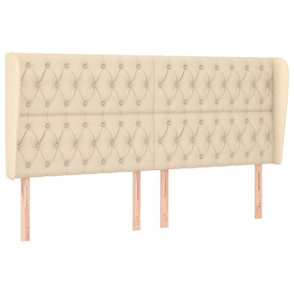 vidaXL T&ecirc;te de lit avec oreilles Cr&egrave;me 183x23x118/128 cm Tissu
