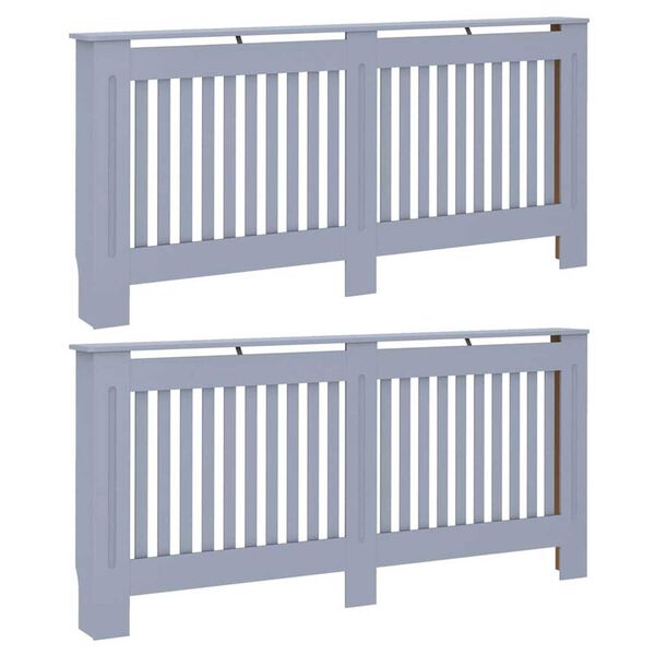 vidaXL Cache-Radiateur 2 pcs Gris 172 x 19 x 81,5cm Bois d'ing&eacute;nierie