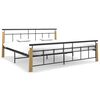 vidaXL Cadre de lit sans matelas m&eacute;tal bois de ch&ecirc;ne massif 200x200 cm