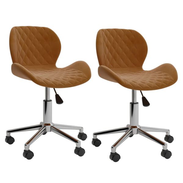 vidaXL Chaises pivotantes &agrave; manger lot de 2 Marron Velours