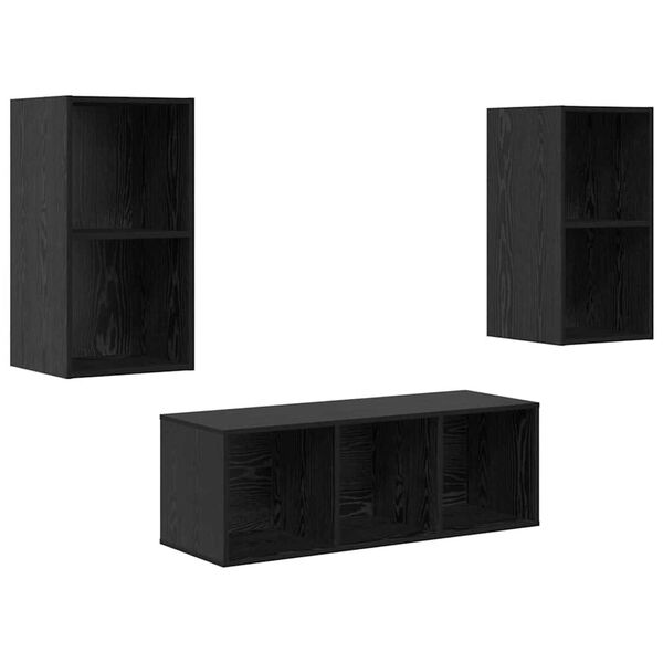 vidaXL Ensemble meuble TV 3 pcs Ch&ecirc;ne noir Bois d'ing&eacute;nierie