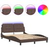vidaXL Cadre de lit avec LED sans matelas Zadar marron 140x190 cm