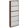 vidaXL Armoire &agrave; chaussures miroir 5niveaux Ch&ecirc;ne marron 63x17x169,5cm
