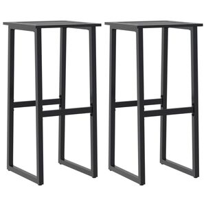 vidaXL Tabourets de bar lot de 2 noir acier enduit de poudre