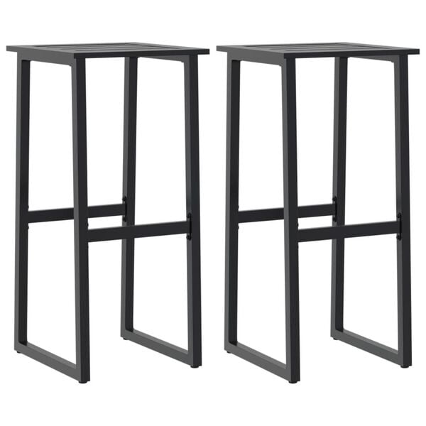 vidaXL Tabourets de bar lot de 2 noir acier enduit de poudre