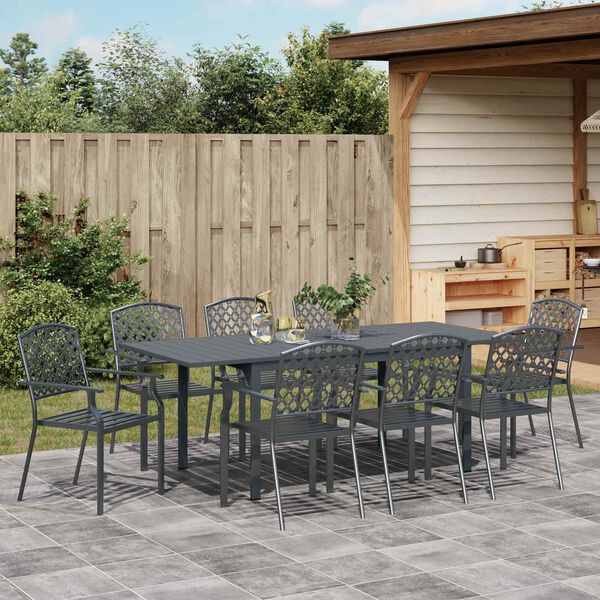 vidaXL Ensemble de salle &agrave; manger pour jardin 9 pcs Anthracite Acier