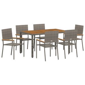 vidaXL Ensemble de salle &agrave; manger pour jardin 7 pcs Gris polyrotin