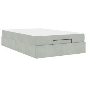vidaXL Cadre de lit avec matelas avec matelas 2 pcs Gris clair Velours