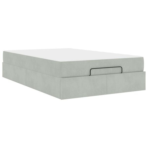vidaXL Cadre de lit avec matelas avec matelas 2 pcs Gris clair Velours