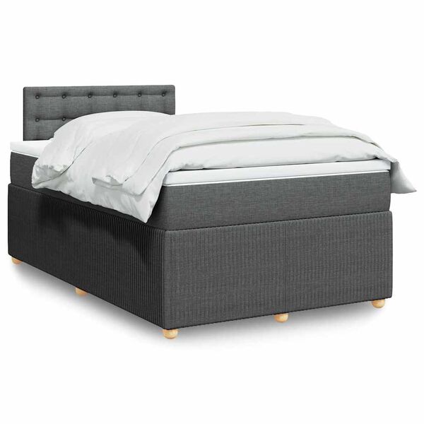 vidaXL Sommier &agrave; lattes de lit avec matelas gris fonc&eacute; 120x190cm tissu