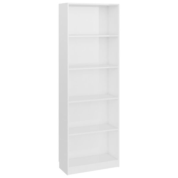 vidaXL Biblioth&egrave;que 5 niveaux blanc brillant Bois d&rsquo;ing&eacute;nierie