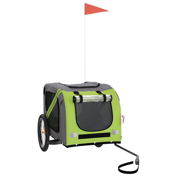vidaXL Remorque de vélo pour animaux de compagnie vert et gris