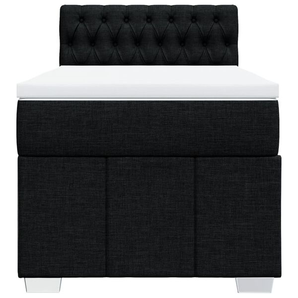 vidaXL Sommier &agrave; lattes de lit avec matelas Noir 90x200 cm Tissu