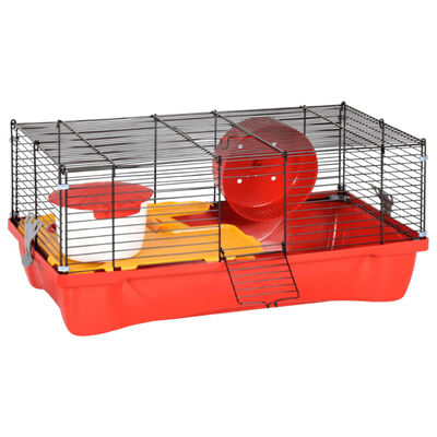 vidaXL Cage pour hamsters rouge 58x32x36 cm polypropylène et métal