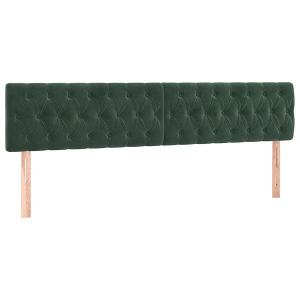 vidaXL T&ecirc;te de lit &agrave; LED Vert fonc&eacute; 180x7x78/88 cm Velours