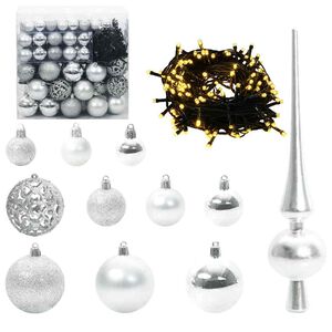 vidaXL Ensemble de Boules de Noël 120 pcs Argent Plastique