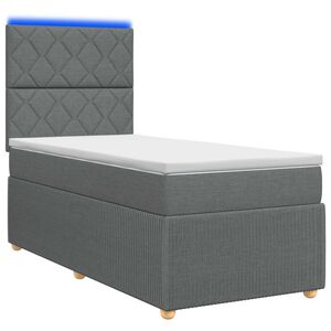 vidaXL Lit boxspring LED avec matelas Gris fonc&eacute; 80 x 200 cm Tissu
