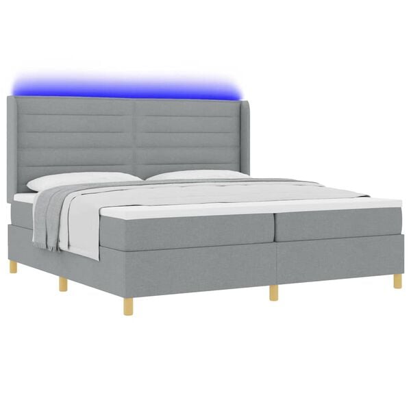 vidaXL Lit &agrave; ressorts avec matelas Gris clair 140 x 200 cm tissu