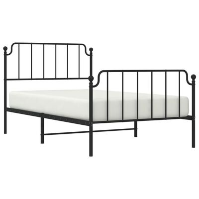 vidaXL Cadre de lit métal sans matelas avec pied de lit noir 107x203cm