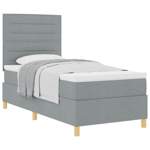 vidaXL Lit &agrave; ressorts avec matelas Gris clair 80 x 200 cm tissu
