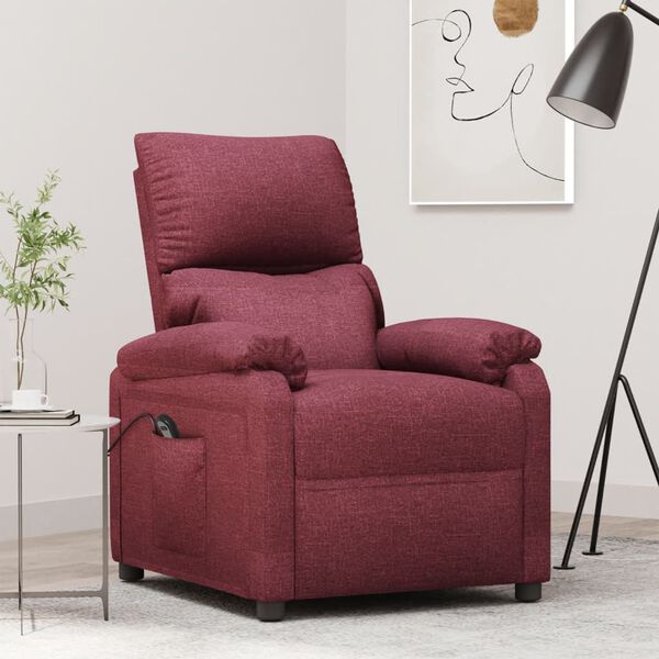 vidaXL Fauteuil inclinable &eacute;lectrique Rouge bordeaux Tissu