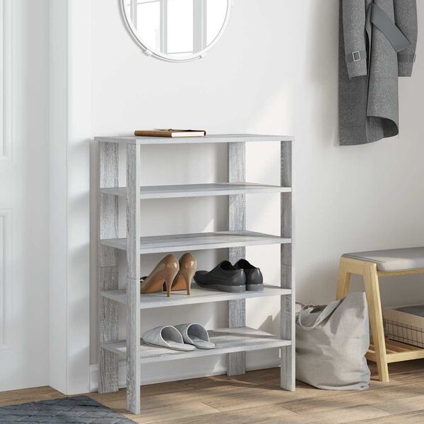 vidaXL &Eacute;tag&egrave;re &agrave; chaussures sonoma gris 61x32x87,5 cm bois ing&eacute;nierie