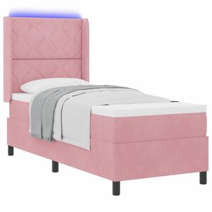vidaXL Lit &agrave; ressorts avec matelas avec LED Rose 80 x 200 cm Velours