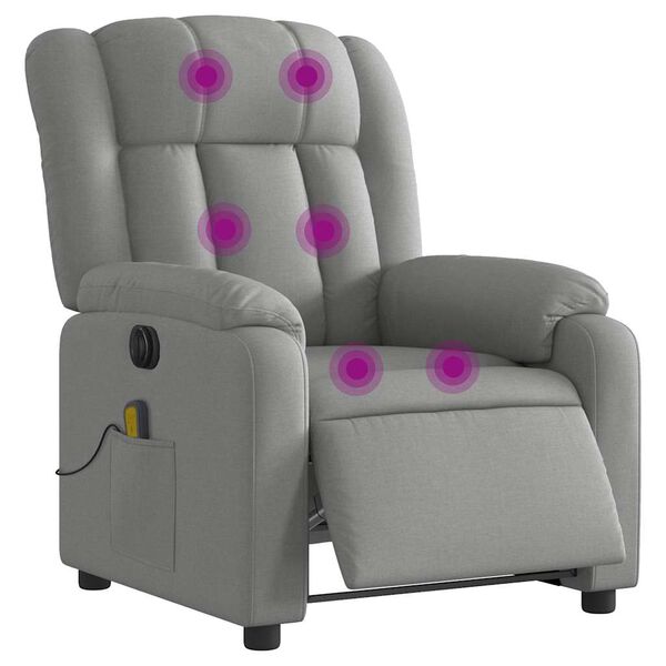vidaXL Fauteuil de massage inclinable &eacute;lectrique gris clair tissu