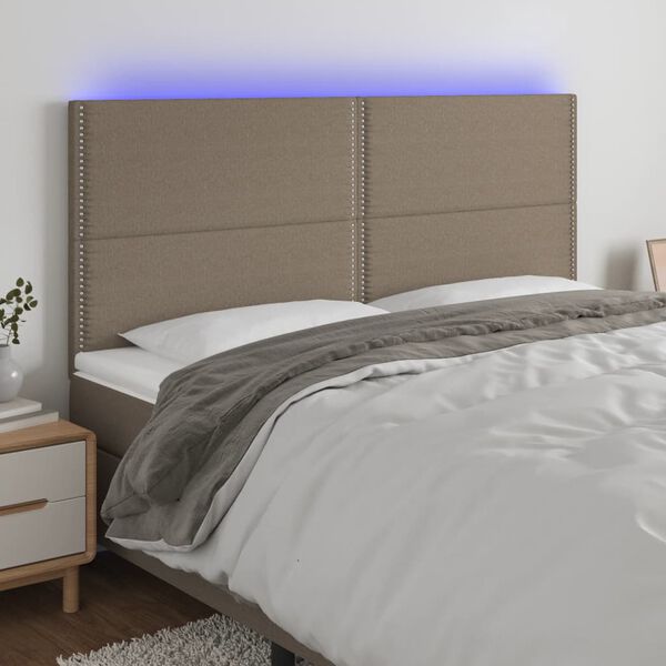 vidaXL T&ecirc;te de lit &agrave; LED Taupe 160x5x118/128 cm Tissu