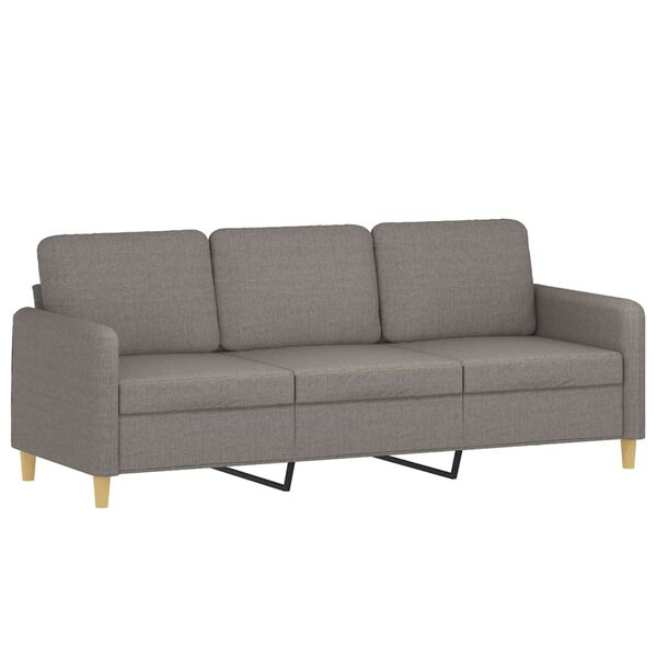 vidaXL Canap&eacute; 3 places avec oreillers d&eacute;coratifs taupe 180 cm tissu