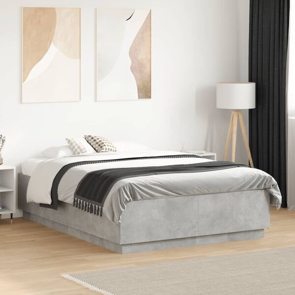 vidaXL Cadre de lit sans matelas gris b&eacute;ton 120x190 cm