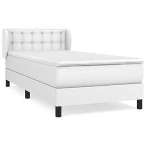 vidaXL Sommier &agrave; lattes de lit avec matelas Blanc 100x200cm Similicuir