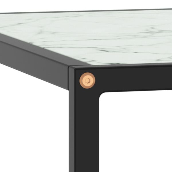 vidaXL Table basse Noir avec verre marbre blanc 80x80x35 cm