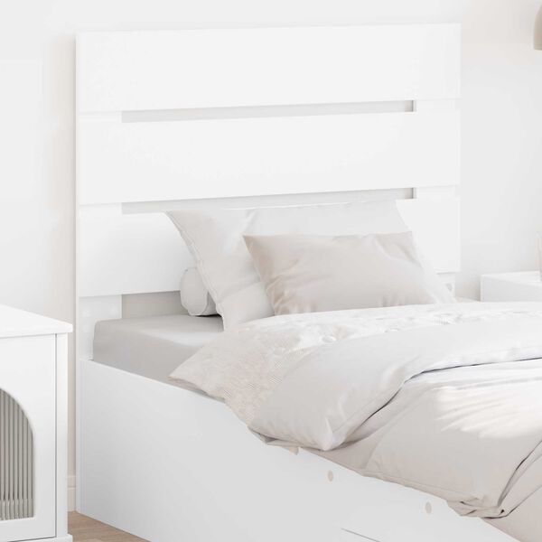 vidaXL T&ecirc;te de lit avec t&ecirc;te de lit Blanc 75 cm Bois d'ing&eacute;nierie