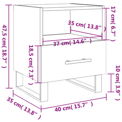 vidaXL Tables de chevet 2 pcs chêne sonoma 40x35x47,5 cm