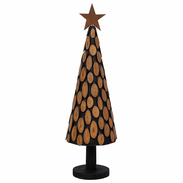 vidaXL Sapin de Noël avec support Marron 150 cm Bois de teck solide