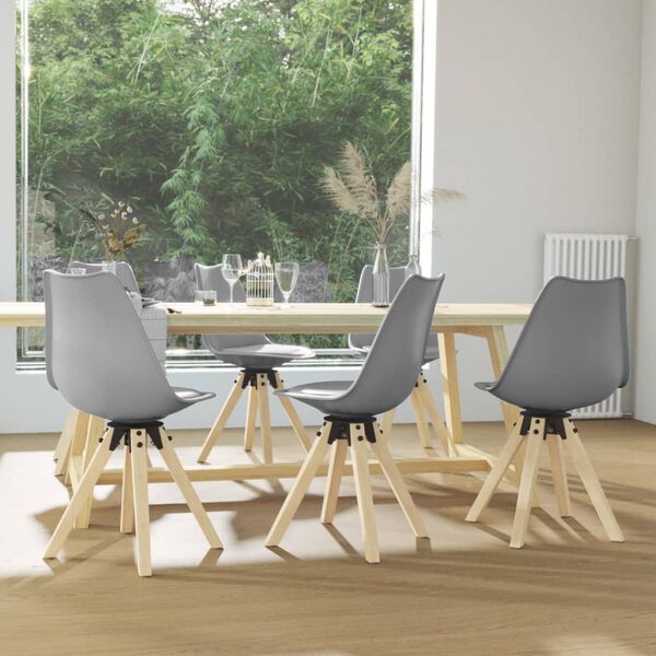 vidaXL Chaises pivotantes &agrave; manger lot de 6 gris PP